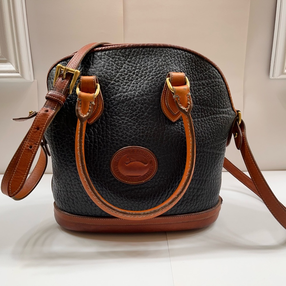 Dooney and Burke Classic Black and Brown Leather Handbag